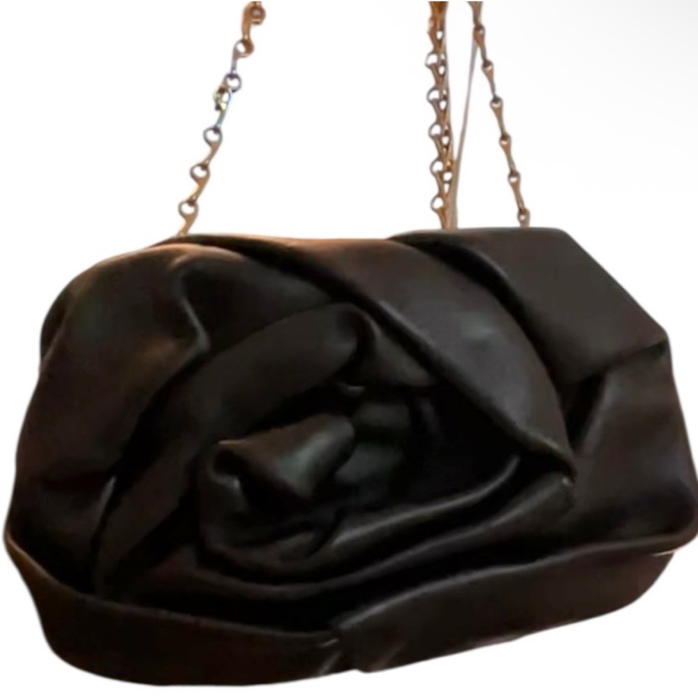 Burberry Black Nappa Leather Rose Clutch w/ Crossbody Chain Strap & Dustbag NWT - Picture 4 of 7